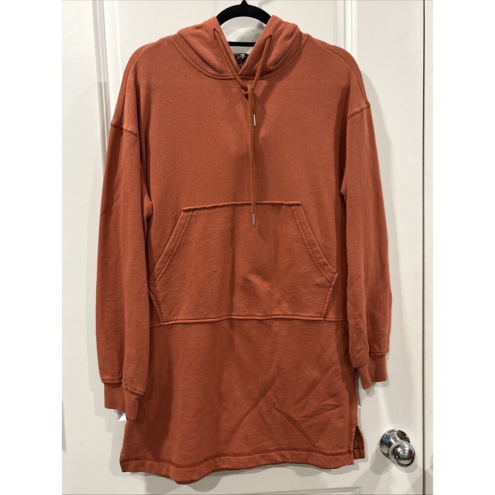 7 FOR ALL MANKIND women sweatshirt pullover hoodie 69803 orange sz S $159